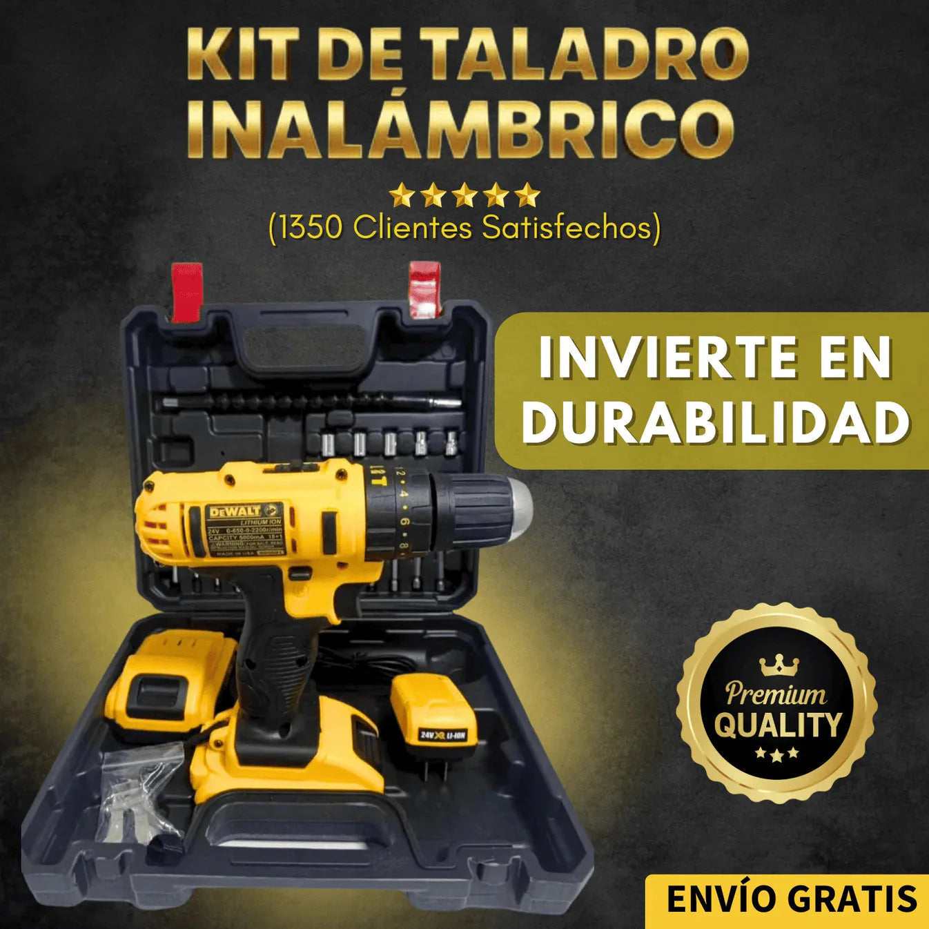 POWERBIT™ - KIT TALADRO INALÁMBRICO ATORNILLADOR + 26 ACCESORIOS + 2 BATERIAS REGALO 🎁